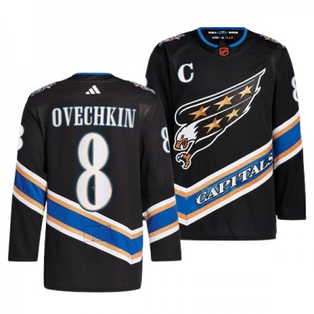 Washington Capitals tröja Alexander Ovechkin 8 Adidas 2022-23 Svart Reverse Retro 2.0 Authentic - NHL Tröjor Herr